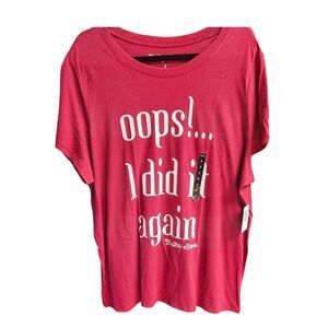 NEW TORRID Plus Size Red Britney Oops! Short Sleeve Crew Neck Tagless Tee 3X